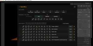 Complete LrSK Speed Menu with Quick Masks Subject and favorite masking presets.